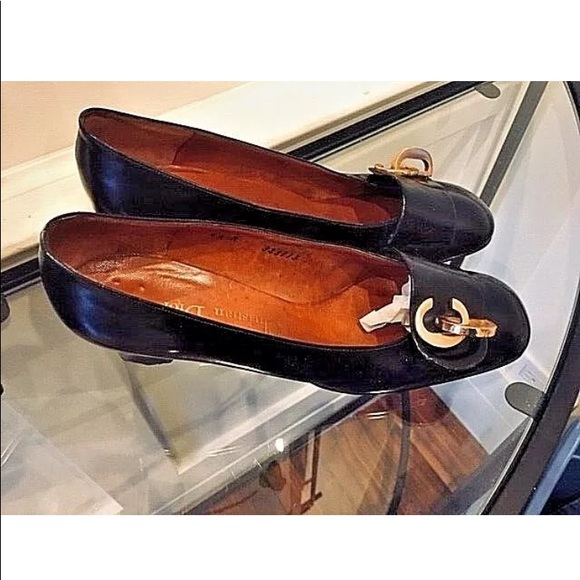 Vtg CHRISTIAN DIOR Black Block Heel logo 6/ 6.5 - Picture 8 of 10